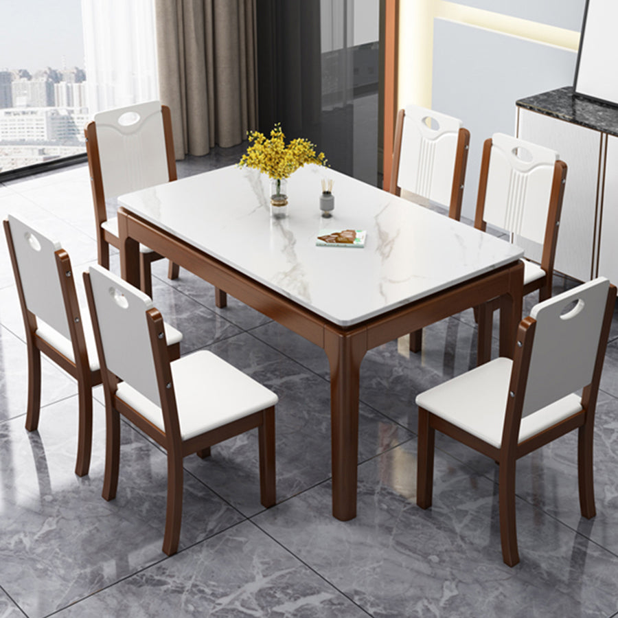 Stone Dining Room Collection Midcentury Style Rectangle 4 Legs Dining Table for Home Brown Without Chairs Clearhalo ' dining_table' 'Dining Tables & Seating' 'Dining Tables' 'furn' 'furn_dining_table' 'Furniture' 'furniture_dining_table' 'Kitchen & Dining Furniture' 'kitchen&dining_furn' 'kitchen' 'kitchen_dining_table' 4196989