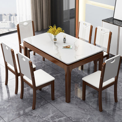 Stone Dining Room Collection Midcentury Style Rectangle 4 Legs Dining Table for Home Brown Without Chairs Clearhalo ' dining_table' 'Dining Tables & Seating' 'Dining Tables' 'furn' 'furn_dining_table' 'Furniture' 'furniture_dining_table' 'Kitchen & Dining Furniture' 'kitchen&dining_furn' 'kitchen' 'kitchen_dining_table' 4196989