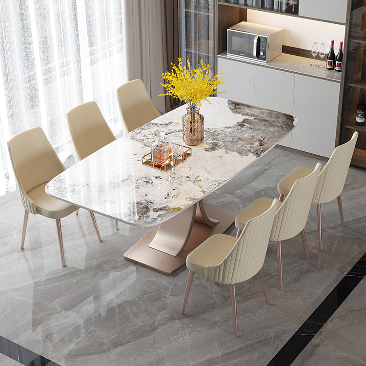 Traditional Luxury Rectangle Dining Table Pedestal Dining Room Furniture Clearhalo ' dining_table' 'Dining Tables & Seating' 'Dining Tables' 'furn' 'furn_dining_table' 'Furniture' 'furniture_dining_table' 'Kitchen & Dining Furniture' 'kitchen&dining_furn' 'kitchen' 'kitchen_dining_table' 4197001