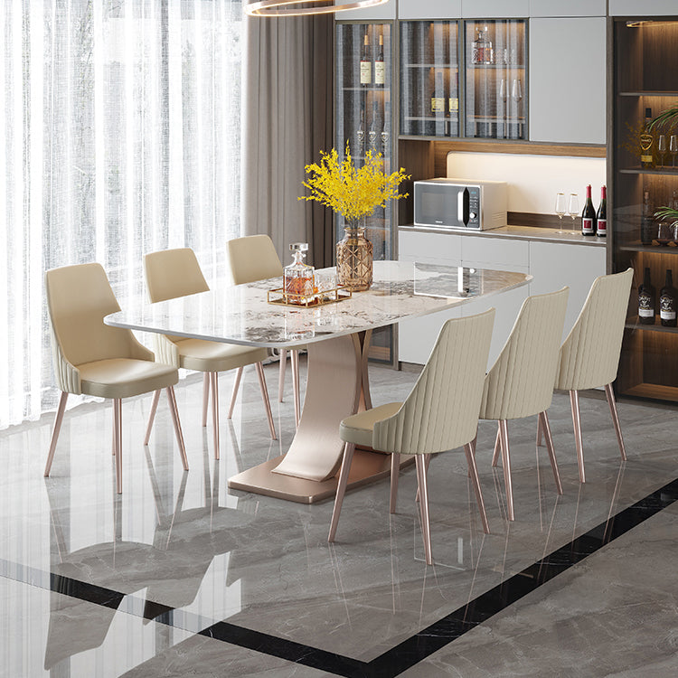 Traditional Luxury Rectangle Dining Table Pedestal Dining Room Furniture Clearhalo ' dining_table' 'Dining Tables & Seating' 'Dining Tables' 'furn' 'furn_dining_table' 'Furniture' 'furniture_dining_table' 'Kitchen & Dining Furniture' 'kitchen&dining_furn' 'kitchen' 'kitchen_dining_table' 4197002