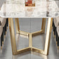 Traditional Luxury Dining Table Rectangle Sintered Stone Trestle Table with Gold Frame Clearhalo ' dining_table' 'Dining Tables & Seating' 'Dining Tables' 'furn' 'furn_dining_table' 'Furniture' 'furniture_dining_table' 'Kitchen & Dining Furniture' 'kitchen&dining_furn' 'kitchen' 'kitchen_dining_table' 4197020
