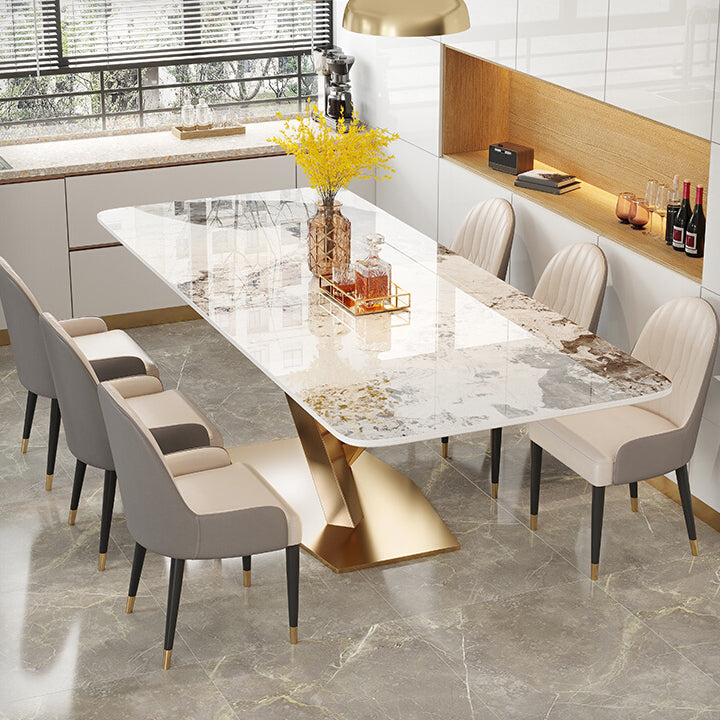 Traditional Luxury Dining Table Rectangle Sintered Stone Table with Gold Frame for Home Clearhalo ' dining_table' 'Dining Tables & Seating' 'Dining Tables' 'furn' 'furn_dining_table' 'Furniture' 'furniture_dining_table' 'Kitchen & Dining Furniture' 'kitchen&dining_furn' 'kitchen' 'kitchen_dining_table' 4197025