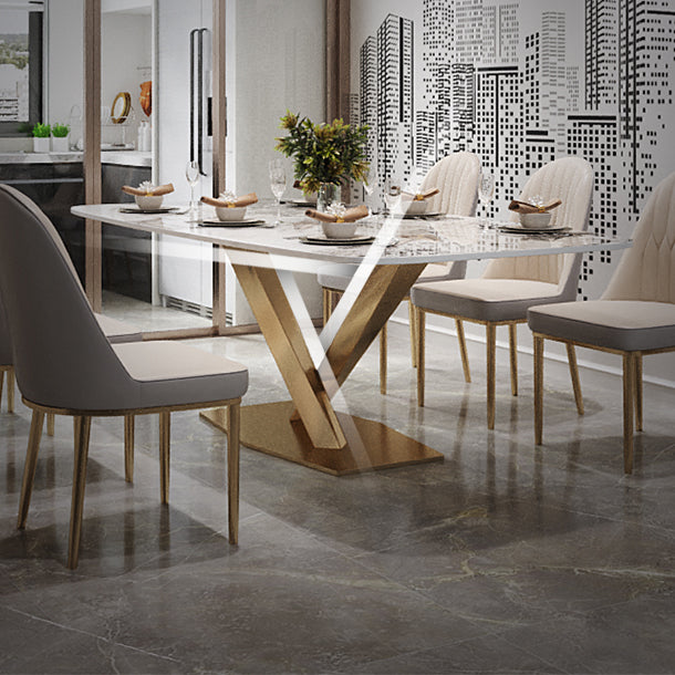 Traditional Luxury Dining Table Rectangle Sintered Stone Table with Gold Frame for Home Clearhalo ' dining_table' 'Dining Tables & Seating' 'Dining Tables' 'furn' 'furn_dining_table' 'Furniture' 'furniture_dining_table' 'Kitchen & Dining Furniture' 'kitchen&dining_furn' 'kitchen' 'kitchen_dining_table' 4197027