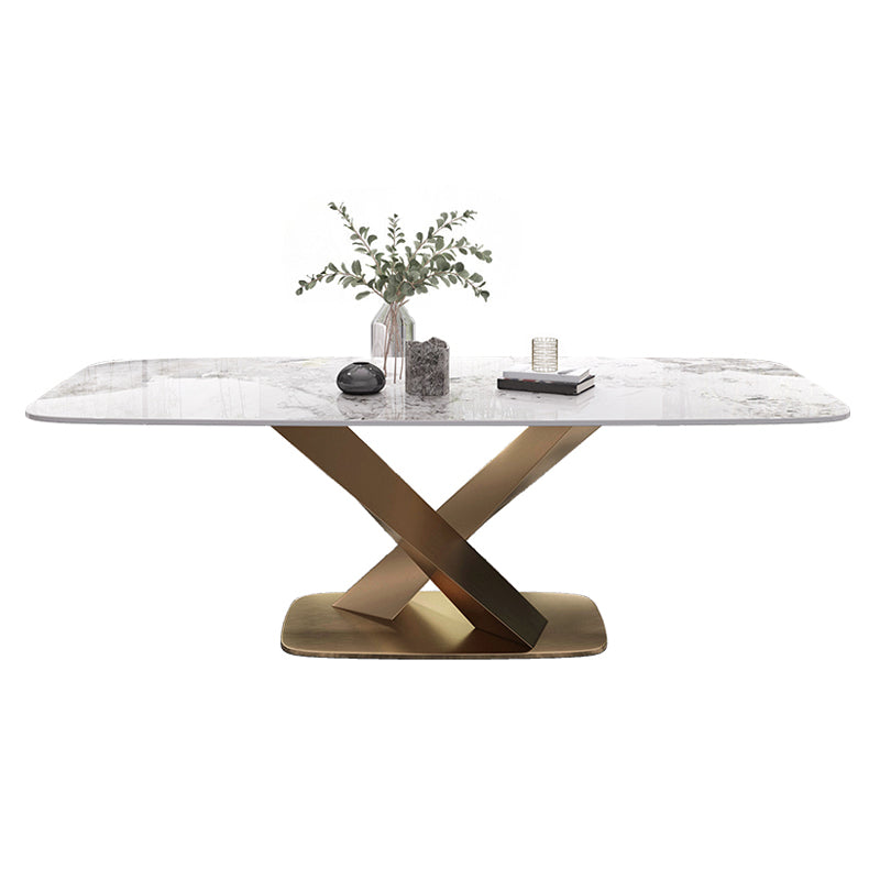 Traditional Luxury Dining Table Rectangle Sintered Stone Table with Gold Frame for Home Without Chairs Clearhalo ' dining_table' 'Dining Tables & Seating' 'Dining Tables' 'furn' 'furn_dining_table' 'Furniture' 'furniture_dining_table' 'Kitchen & Dining Furniture' 'kitchen&dining_furn' 'kitchen' 'kitchen_dining_table' 4197029