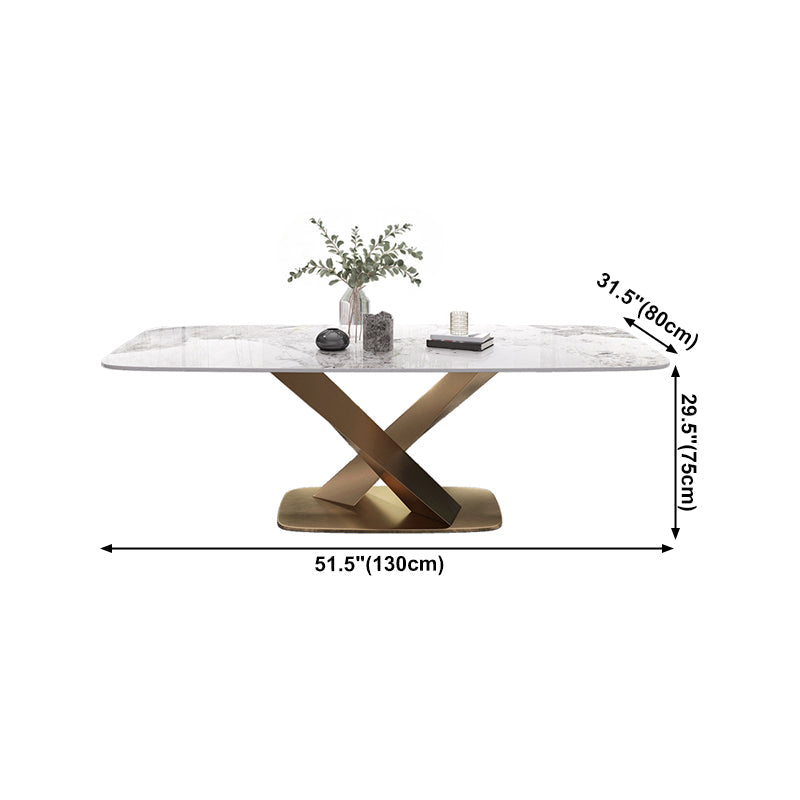 Traditional Luxury Dining Table Rectangle Sintered Stone Table with Gold Frame for Home Clearhalo ' dining_table' 'Dining Tables & Seating' 'Dining Tables' 'furn' 'furn_dining_table' 'Furniture' 'furniture_dining_table' 'Kitchen & Dining Furniture' 'kitchen&dining_furn' 'kitchen' 'kitchen_dining_table' 4197033