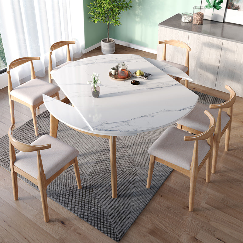 Modern Round Dining Table White Sintered Stone Dining Table with Wooden Base Clearhalo ' dining_table' 'Dining Tables & Seating' 'Dining Tables' 'furn' 'furn_dining_table' 'Furniture' 'furniture_dining_table' 'Kitchen & Dining Furniture' 'kitchen&dining_furn' 'kitchen' 'kitchen_dining_table' 4197039