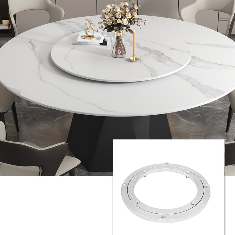 Round Furniture Simple Style Stone Pedestal Base Dinner Table with Turntable Clearhalo ' dining_table' 'Dining Tables & Seating' 'Dining Tables' 'furn' 'furn_dining_table' 'Furniture' 'furniture_dining_table' 'Kitchen & Dining Furniture' 'kitchen&dining_furn' 'kitchen' 'kitchen_dining_table' 4197056