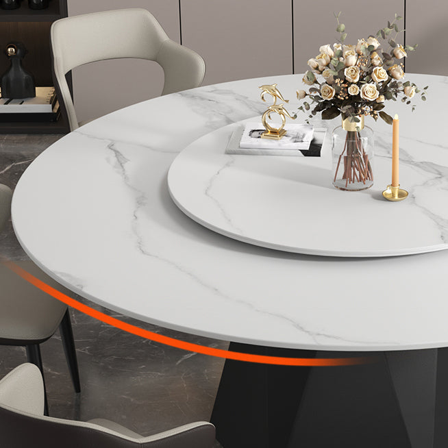 Round Furniture Simple Style Stone Pedestal Base Dinner Table with Turntable Clearhalo ' dining_table' 'Dining Tables & Seating' 'Dining Tables' 'furn' 'furn_dining_table' 'Furniture' 'furniture_dining_table' 'Kitchen & Dining Furniture' 'kitchen&dining_furn' 'kitchen' 'kitchen_dining_table' 4197058