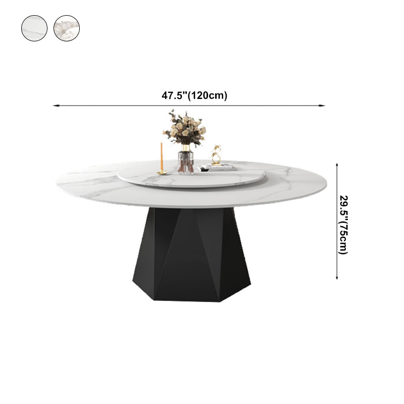 Round Furniture Simple Style Stone Pedestal Base Dinner Table with Turntable Clearhalo ' dining_table' 'Dining Tables & Seating' 'Dining Tables' 'furn' 'furn_dining_table' 'Furniture' 'furniture_dining_table' 'Kitchen & Dining Furniture' 'kitchen&dining_furn' 'kitchen' 'kitchen_dining_table' 4197061