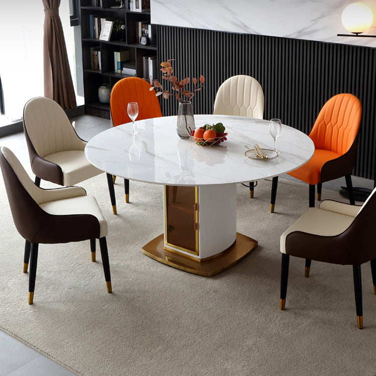 Round Pedestal Dinner Table Traditional Luxury Drop-Leaf Dining Table for Indoor Clearhalo ' dining_table' 'Dining Tables & Seating' 'Dining Tables' 'furn' 'furn_dining_table' 'Furniture' 'furniture_dining_table' 'Kitchen & Dining Furniture' 'kitchen&dining_furn' 'kitchen' 'kitchen_dining_table' 4197062