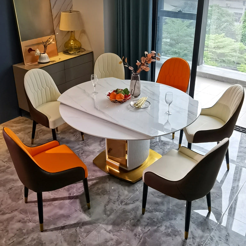 Round Pedestal Dinner Table Traditional Luxury Drop-Leaf Dining Table for Indoor Clearhalo ' dining_table' 'Dining Tables & Seating' 'Dining Tables' 'furn' 'furn_dining_table' 'Furniture' 'furniture_dining_table' 'Kitchen & Dining Furniture' 'kitchen&dining_furn' 'kitchen' 'kitchen_dining_table' 4197065