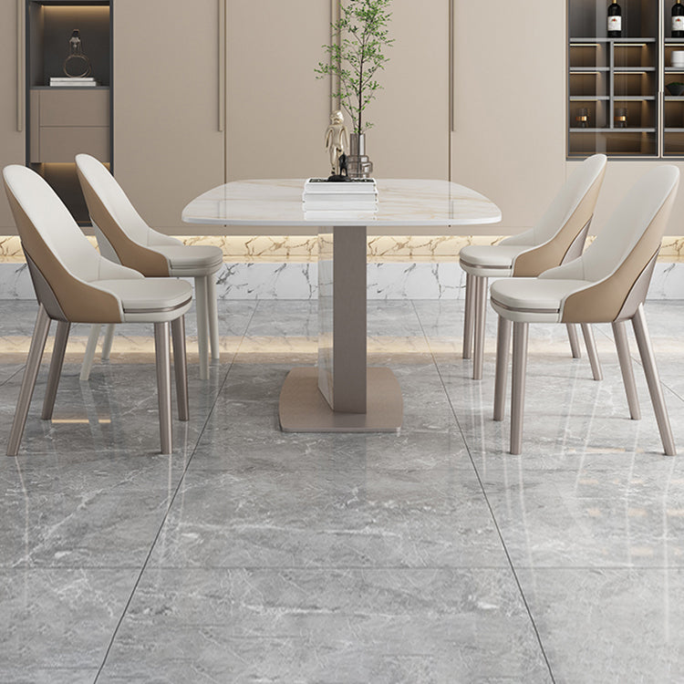 Luxury Sintered Stone Dining Table Single Pedestal Base Rectangle Table for Home Clearhalo ' dining_table' 'Dining Tables & Seating' 'Dining Tables' 'furn' 'furn_dining_table' 'Furniture' 'furniture_dining_table' 'Kitchen & Dining Furniture' 'kitchen&dining_furn' 'kitchen' 'kitchen_dining_table' 4197084