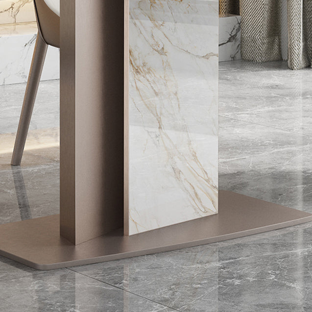 Luxury Sintered Stone Dining Table Single Pedestal Base Rectangle Table for Home Clearhalo ' dining_table' 'Dining Tables & Seating' 'Dining Tables' 'furn' 'furn_dining_table' 'Furniture' 'furniture_dining_table' 'Kitchen & Dining Furniture' 'kitchen&dining_furn' 'kitchen' 'kitchen_dining_table' 4197086