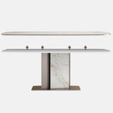 Luxury Sintered Stone Dining Table Single Pedestal Base Rectangle Table for Home Clearhalo ' dining_table' 'Dining Tables & Seating' 'Dining Tables' 'furn' 'furn_dining_table' 'Furniture' 'furniture_dining_table' 'Kitchen & Dining Furniture' 'kitchen&dining_furn' 'kitchen' 'kitchen_dining_table' 4197088