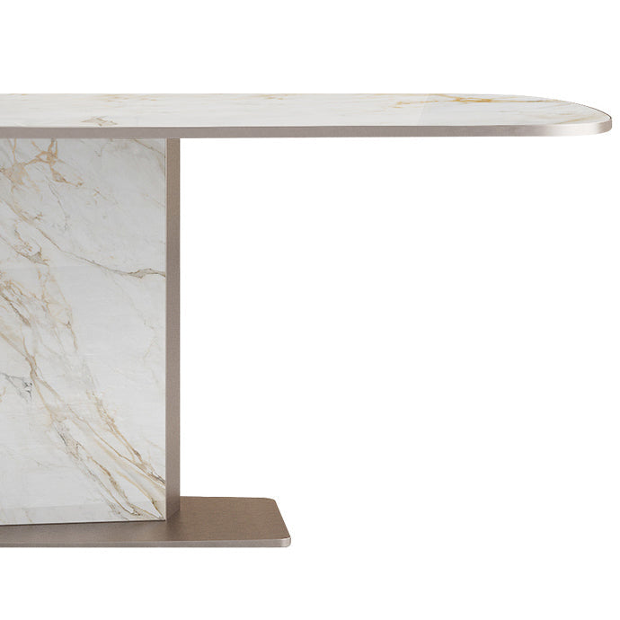 Luxury Sintered Stone Dining Table Single Pedestal Base Rectangle Table for Home Clearhalo ' dining_table' 'Dining Tables & Seating' 'Dining Tables' 'furn' 'furn_dining_table' 'Furniture' 'furniture_dining_table' 'Kitchen & Dining Furniture' 'kitchen&dining_furn' 'kitchen' 'kitchen_dining_table' 4197089