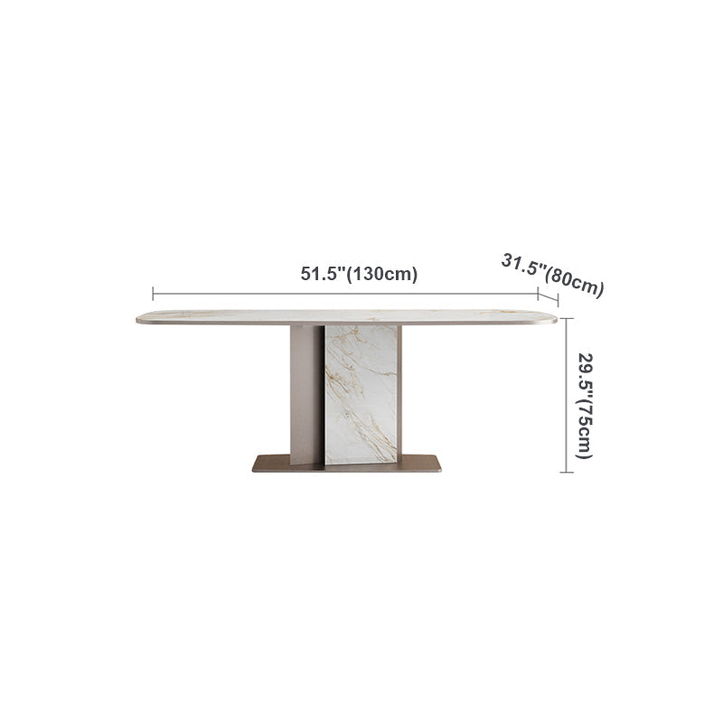 Luxury Sintered Stone Dining Table Single Pedestal Base Rectangle Table for Home Clearhalo ' dining_table' 'Dining Tables & Seating' 'Dining Tables' 'furn' 'furn_dining_table' 'Furniture' 'furniture_dining_table' 'Kitchen & Dining Furniture' 'kitchen&dining_furn' 'kitchen' 'kitchen_dining_table' 4197094
