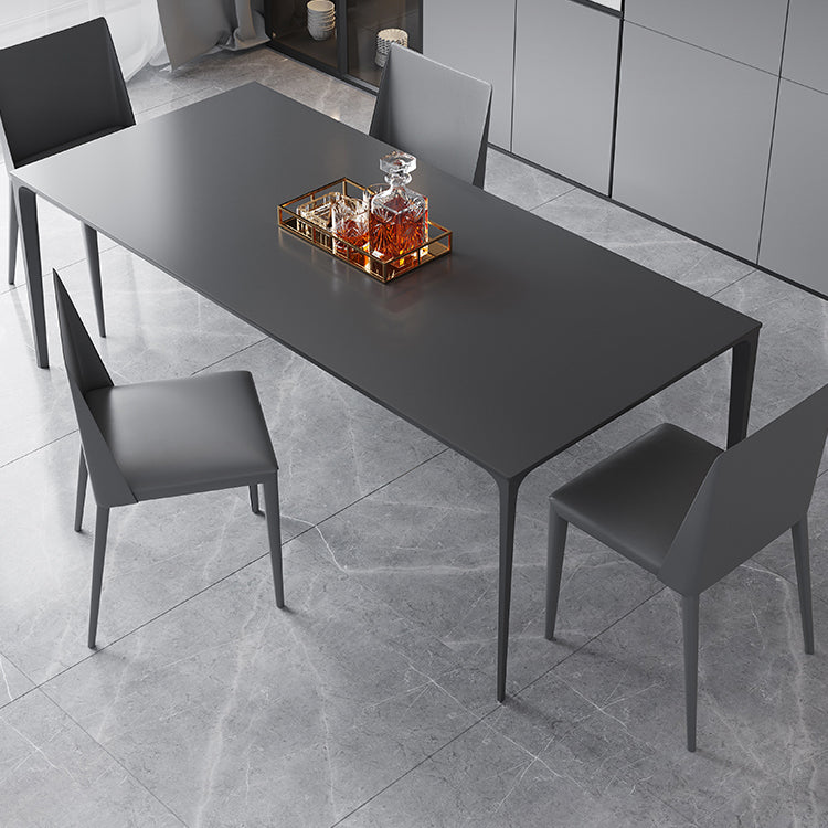 Sintered Stone Dining Table Industrial Style 4 Legs Base Rectangle Table for Home Black Without Chairs Clearhalo ' dining_table' 'Dining Tables & Seating' 'Dining Tables' 'furn' 'furn_dining_table' 'Furniture' 'furniture_dining_table' 'Kitchen & Dining Furniture' 'kitchen&dining_furn' 'kitchen' 'kitchen_dining_table' 4197096