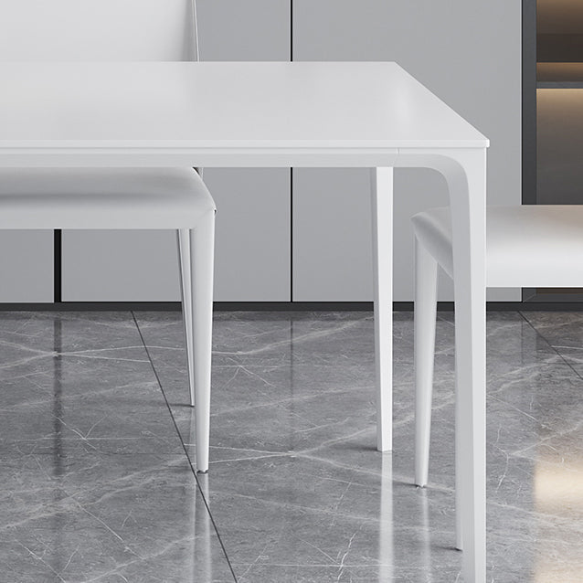 Sintered Stone Dining Table Industrial Style 4 Legs Base Rectangle Table for Home Clearhalo ' dining_table' 'Dining Tables & Seating' 'Dining Tables' 'furn' 'furn_dining_table' 'Furniture' 'furniture_dining_table' 'Kitchen & Dining Furniture' 'kitchen&dining_furn' 'kitchen' 'kitchen_dining_table' 4197101