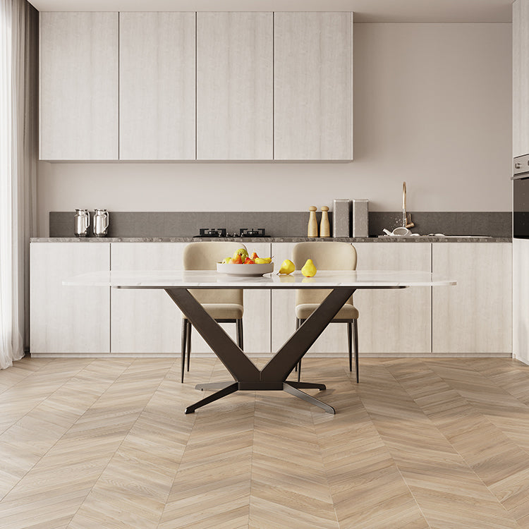 Sintered Stone Dining Table Single Pedestal Base Luxury Style Rectangle Table for Home Clearhalo ' dining_table' 'Dining Tables & Seating' 'Dining Tables' 'furn' 'furn_dining_table' 'Furniture' 'furniture_dining_table' 'Kitchen & Dining Furniture' 'kitchen&dining_furn' 'kitchen' 'kitchen_dining_table' 4197112