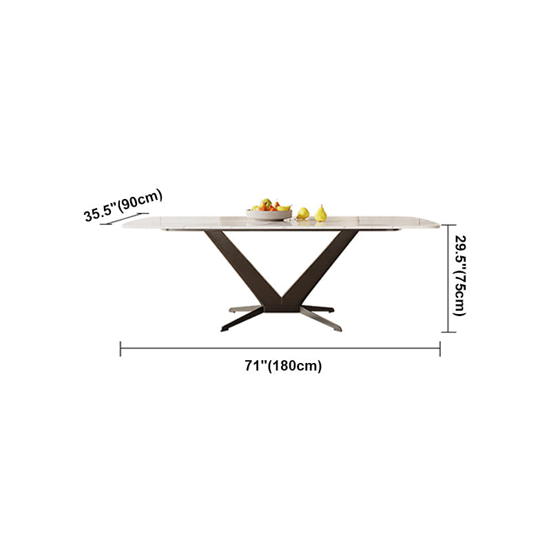 Sintered Stone Dining Table Single Pedestal Base Luxury Style Rectangle Table for Home Clearhalo ' dining_table' 'Dining Tables & Seating' 'Dining Tables' 'furn' 'furn_dining_table' 'Furniture' 'furniture_dining_table' 'Kitchen & Dining Furniture' 'kitchen&dining_furn' 'kitchen' 'kitchen_dining_table' 4197119