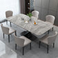 Luxury Style Sintered Stone Table Black Single Pedestal Base Rectangle Table for Home Clearhalo ' dining_table' 'Dining Tables & Seating' 'Dining Tables' 'furn' 'furn_dining_table' 'Furniture' 'furniture_dining_table' 'Kitchen & Dining Furniture' 'kitchen&dining_furn' 'kitchen' 'kitchen_dining_table' 4197120