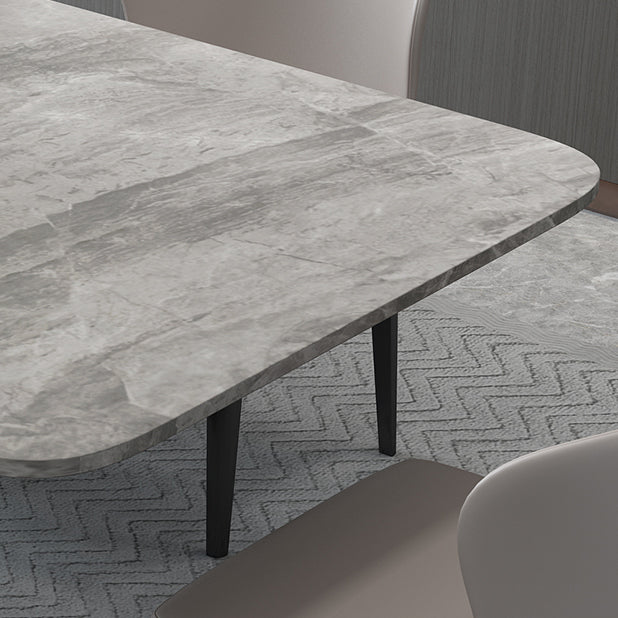 Luxury Style Sintered Stone Table Black Single Pedestal Base Rectangle Table for Home Clearhalo ' dining_table' 'Dining Tables & Seating' 'Dining Tables' 'furn' 'furn_dining_table' 'Furniture' 'furniture_dining_table' 'Kitchen & Dining Furniture' 'kitchen&dining_furn' 'kitchen' 'kitchen_dining_table' 4197127