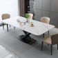 Luxury Style Sintered Stone Table Black Single Pedestal Base Rectangle Table for Home Clearhalo ' dining_table' 'Dining Tables & Seating' 'Dining Tables' 'furn' 'furn_dining_table' 'Furniture' 'furniture_dining_table' 'Kitchen & Dining Furniture' 'kitchen&dining_furn' 'kitchen' 'kitchen_dining_table' 4197130