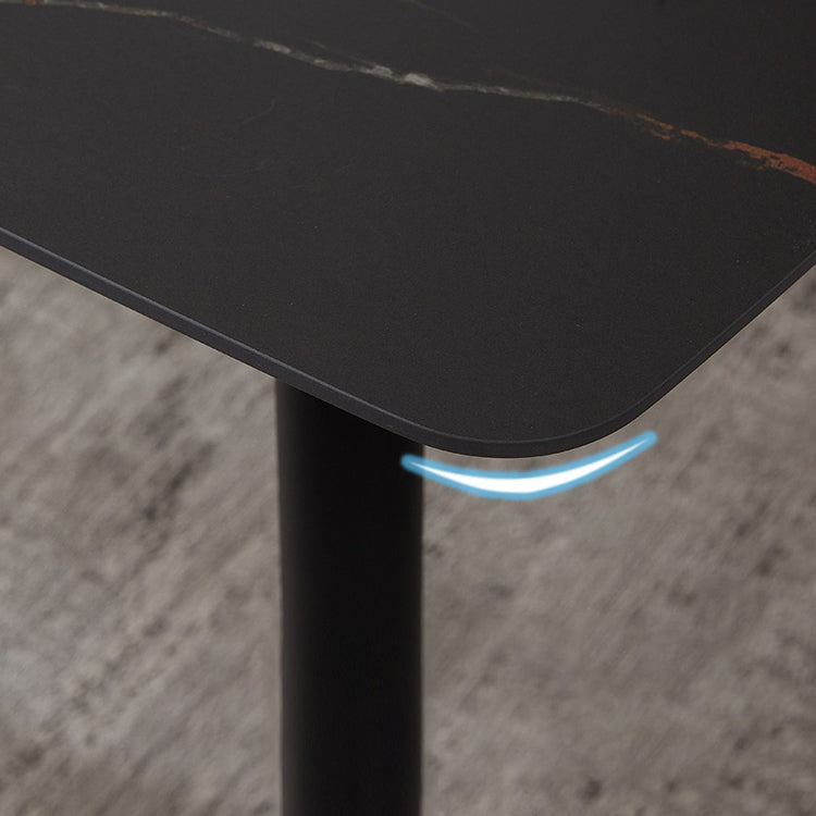 Industrial Style Sintered Stone Table Black 4 Legs Base Rectangle Table for Home Clearhalo ' dining_table' 'Dining Tables & Seating' 'Dining Tables' 'furn' 'furn_dining_table' 'Furniture' 'furniture_dining_table' 'Kitchen & Dining Furniture' 'kitchen&dining_furn' 'kitchen' 'kitchen_dining_table' 4197141
