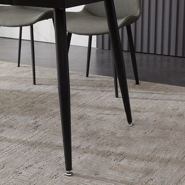 Industrial Style Sintered Stone Table Black 4 Legs Base Rectangle Table for Home Clearhalo ' dining_table' 'Dining Tables & Seating' 'Dining Tables' 'furn' 'furn_dining_table' 'Furniture' 'furniture_dining_table' 'Kitchen & Dining Furniture' 'kitchen&dining_furn' 'kitchen' 'kitchen_dining_table' 4197143