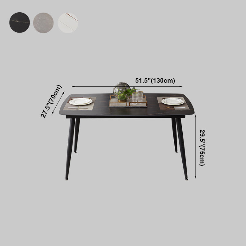 Industrial Style Sintered Stone Table Black 4 Legs Base Rectangle Table for Home Clearhalo ' dining_table' 'Dining Tables & Seating' 'Dining Tables' 'furn' 'furn_dining_table' 'Furniture' 'furniture_dining_table' 'Kitchen & Dining Furniture' 'kitchen&dining_furn' 'kitchen' 'kitchen_dining_table' 4197146