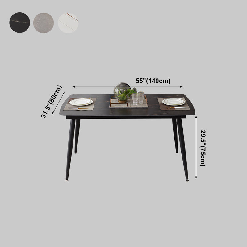 Industrial Style Sintered Stone Table Black 4 Legs Base Rectangle Table for Home Clearhalo ' dining_table' 'Dining Tables & Seating' 'Dining Tables' 'furn' 'furn_dining_table' 'Furniture' 'furniture_dining_table' 'Kitchen & Dining Furniture' 'kitchen&dining_furn' 'kitchen' 'kitchen_dining_table' 4197147