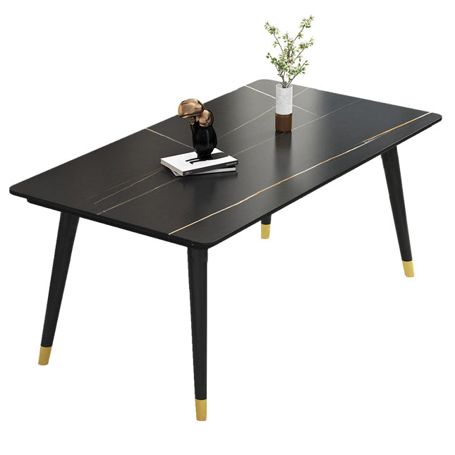 Sintered Stone Dining Table Industrial Style Black 4 Legs Base Rectangle Table for Home Black Gold Without Chairs Clearhalo ' dining_table' 'Dining Tables & Seating' 'Dining Tables' 'furn' 'furn_dining_table' 'Furniture' 'furniture_dining_table' 'Kitchen & Dining Furniture' 'kitchen&dining_furn' 'kitchen' 'kitchen_dining_table' 4197154