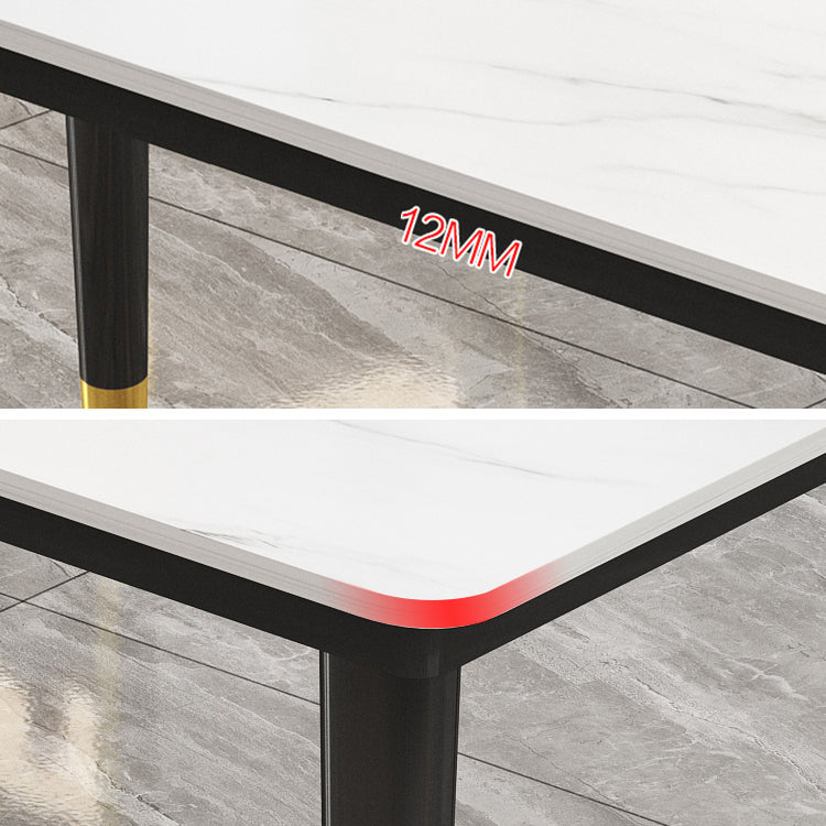 Sintered Stone Dining Table Industrial Style Black 4 Legs Base Rectangle Table for Home Clearhalo ' dining_table' 'Dining Tables & Seating' 'Dining Tables' 'furn' 'furn_dining_table' 'Furniture' 'furniture_dining_table' 'Kitchen & Dining Furniture' 'kitchen&dining_furn' 'kitchen' 'kitchen_dining_table' 4197155