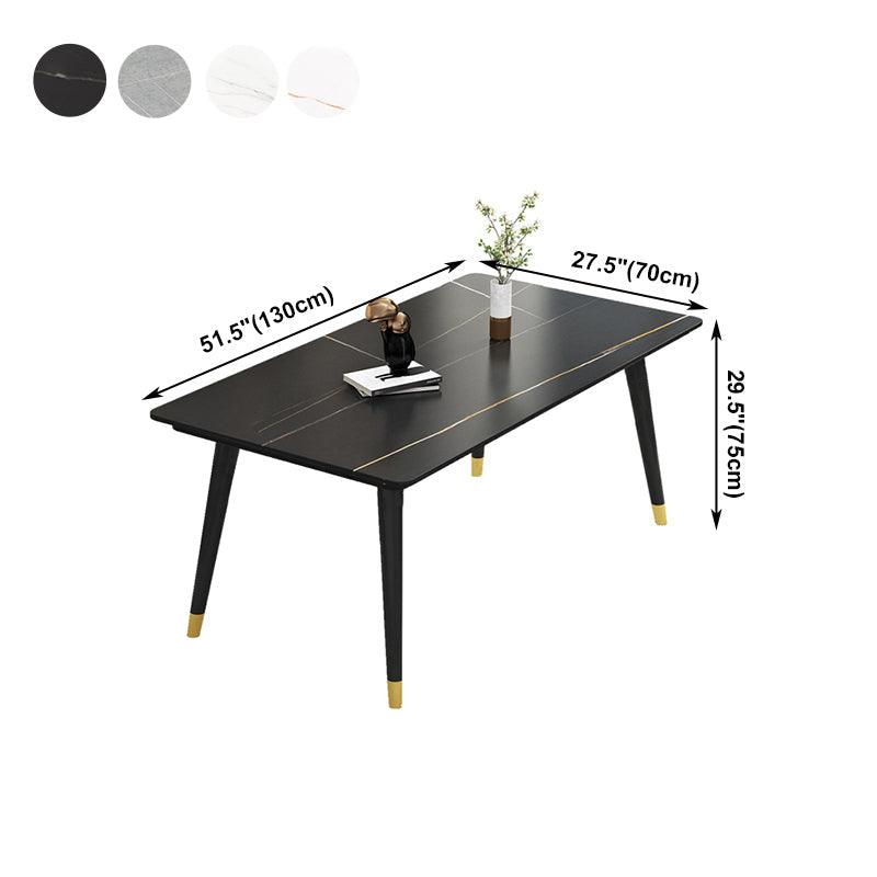 Sintered Stone Dining Table Industrial Style Black 4 Legs Base Rectangle Table for Home Clearhalo ' dining_table' 'Dining Tables & Seating' 'Dining Tables' 'furn' 'furn_dining_table' 'Furniture' 'furniture_dining_table' 'Kitchen & Dining Furniture' 'kitchen&dining_furn' 'kitchen' 'kitchen_dining_table' 4197161