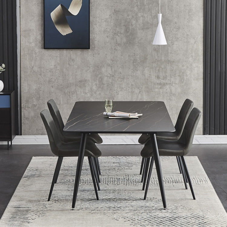 Sintered Stone Dining Table Industrial Style 4 Legs Carbon Steel Base Rectangle Table for Home Clearhalo ' dining_table' 'Dining Tables & Seating' 'Dining Tables' 'furn' 'furn_dining_table' 'Furniture' 'furniture_dining_table' 'Kitchen & Dining Furniture' 'kitchen&dining_furn' 'kitchen' 'kitchen_dining_table' 4197164