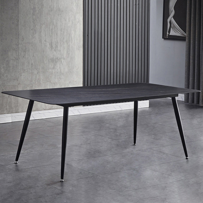 Sintered Stone Dining Table Industrial Style 4 Legs Carbon Steel Base Rectangle Table for Home Clearhalo ' dining_table' 'Dining Tables & Seating' 'Dining Tables' 'furn' 'furn_dining_table' 'Furniture' 'furniture_dining_table' 'Kitchen & Dining Furniture' 'kitchen&dining_furn' 'kitchen' 'kitchen_dining_table' 4197165