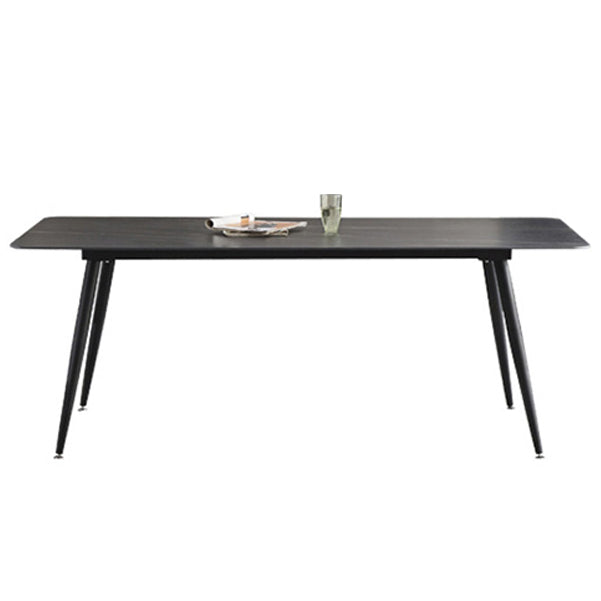 Sintered Stone Dining Table Industrial Style 4 Legs Carbon Steel Base Rectangle Table for Home Without Chairs Clearhalo ' dining_table' 'Dining Tables & Seating' 'Dining Tables' 'furn' 'furn_dining_table' 'Furniture' 'furniture_dining_table' 'Kitchen & Dining Furniture' 'kitchen&dining_furn' 'kitchen' 'kitchen_dining_table' 4197167