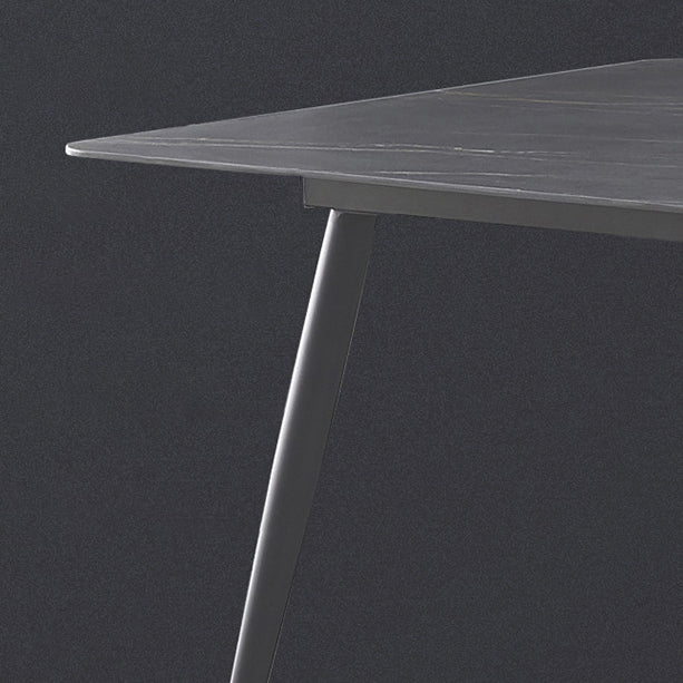 Sintered Stone Dining Table Industrial Style 4 Legs Carbon Steel Base Rectangle Table for Home Clearhalo ' dining_table' 'Dining Tables & Seating' 'Dining Tables' 'furn' 'furn_dining_table' 'Furniture' 'furniture_dining_table' 'Kitchen & Dining Furniture' 'kitchen&dining_furn' 'kitchen' 'kitchen_dining_table' 4197170