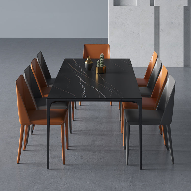 Rectangle Sintered Stone Dining Table Industrial Style 4 Legs Base Table for Home Clearhalo ' dining_table' 'Dining Tables & Seating' 'Dining Tables' 'Furniture' 'furniture_dining_table' 'Kitchen & Dining Furniture' 'kitchen&dining_furn' 'kitchen' 'kitchen_dining_table' 4197179