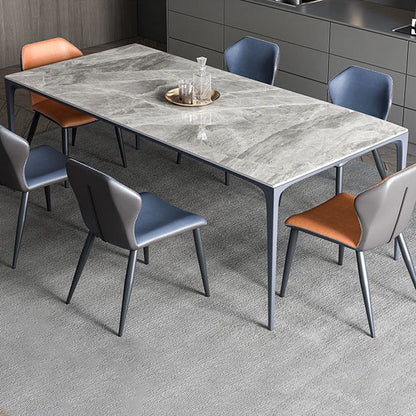 Rectangle Sintered Stone Dining Table Industrial Style 4 Legs Base Table for Home Gray Clearhalo ' dining_table' 'Dining Tables & Seating' 'Dining Tables' 'Furniture' 'furniture_dining_table' 'Kitchen & Dining Furniture' 'kitchen&dining_furn' 'kitchen' 'kitchen_dining_table' 4197181