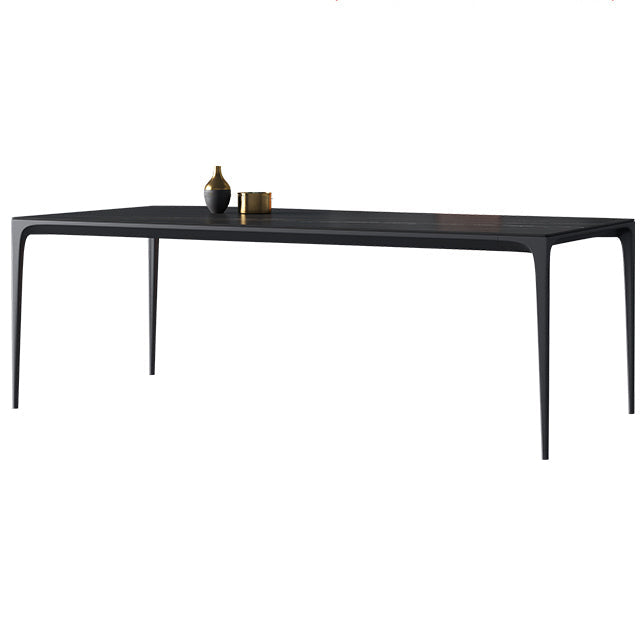 Rectangle Sintered Stone Dining Table Industrial Style 4 Legs Base Table for Home Black Clearhalo ' dining_table' 'Dining Tables & Seating' 'Dining Tables' 'Furniture' 'furniture_dining_table' 'Kitchen & Dining Furniture' 'kitchen&dining_furn' 'kitchen' 'kitchen_dining_table' 4197182