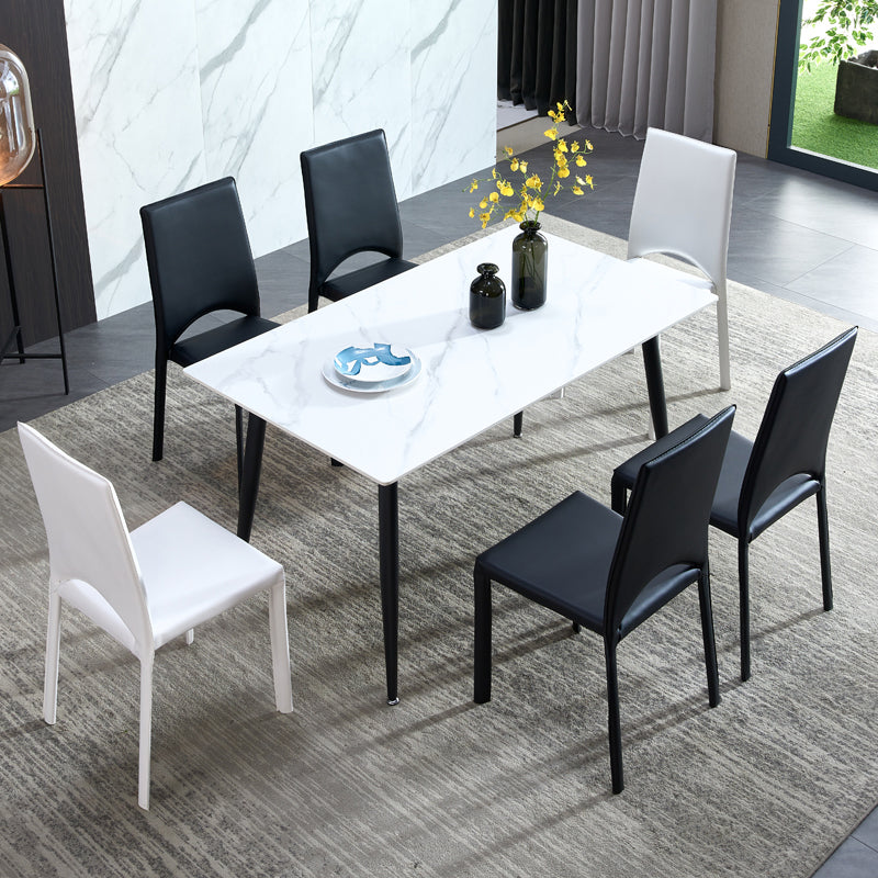 Rectangle Sintered Stone Dining Table Industrial Style 4 Legs Table for Home White Without Chairs Clearhalo ' dining_table' 'Dining Tables & Seating' 'Dining Tables' 'furn' 'furn_dining_table' 'Furniture' 'furniture_dining_table' 'Kitchen & Dining Furniture' 'kitchen&dining_furn' 'kitchen' 'kitchen_dining_table' 4197188