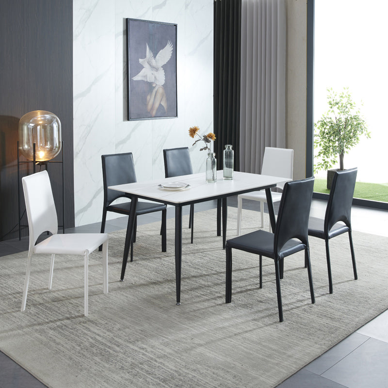 Rectangle Sintered Stone Dining Table Industrial Style 4 Legs Table for Home Clearhalo ' dining_table' 'Dining Tables & Seating' 'Dining Tables' 'furn' 'furn_dining_table' 'Furniture' 'furniture_dining_table' 'Kitchen & Dining Furniture' 'kitchen&dining_furn' 'kitchen' 'kitchen_dining_table' 4197189