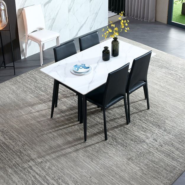 Rectangle Sintered Stone Dining Table Industrial Style 4 Legs Table for Home Clearhalo ' dining_table' 'Dining Tables & Seating' 'Dining Tables' 'furn' 'furn_dining_table' 'Furniture' 'furniture_dining_table' 'Kitchen & Dining Furniture' 'kitchen&dining_furn' 'kitchen' 'kitchen_dining_table' 4197197