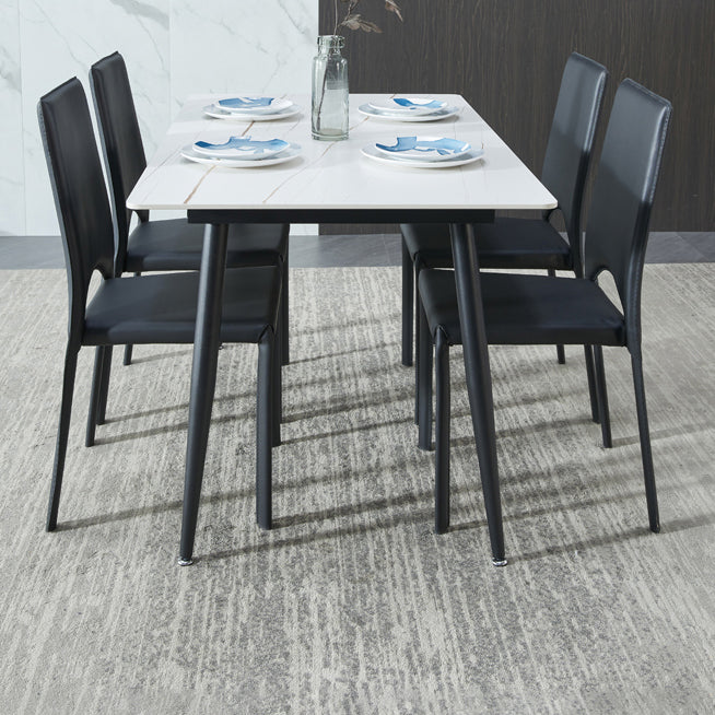 Rectangle Sintered Stone Dining Table Industrial Style 4 Legs Table for Home Clearhalo ' dining_table' 'Dining Tables & Seating' 'Dining Tables' 'furn' 'furn_dining_table' 'Furniture' 'furniture_dining_table' 'Kitchen & Dining Furniture' 'kitchen&dining_furn' 'kitchen' 'kitchen_dining_table' 4197198