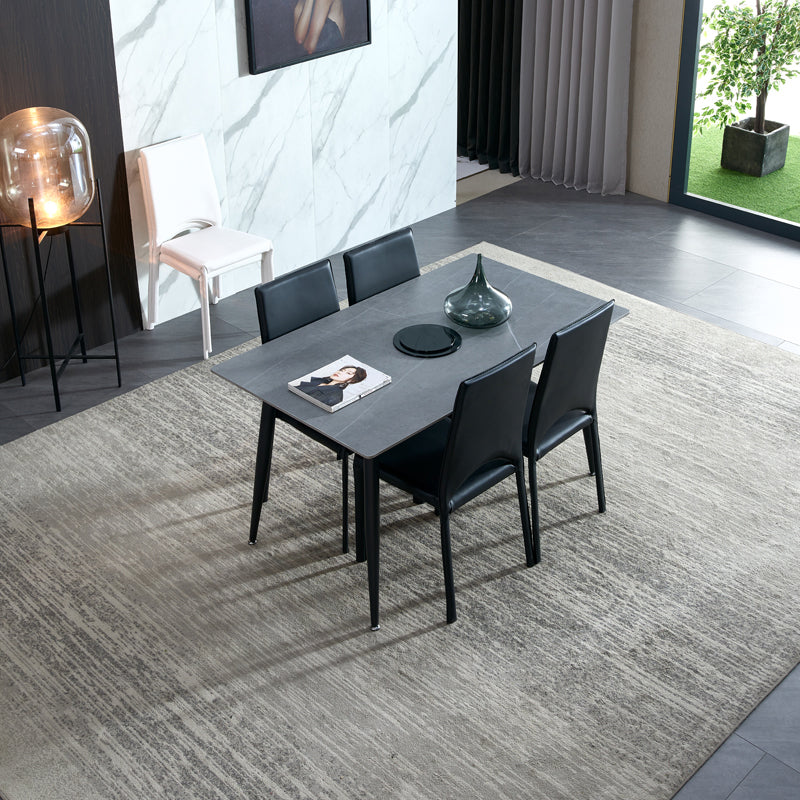 Rectangle Sintered Stone Dining Table Industrial Style 4 Legs Table for Home Clearhalo ' dining_table' 'Dining Tables & Seating' 'Dining Tables' 'furn' 'furn_dining_table' 'Furniture' 'furniture_dining_table' 'Kitchen & Dining Furniture' 'kitchen&dining_furn' 'kitchen' 'kitchen_dining_table' 4197199