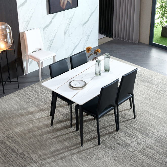 Rectangle Sintered Stone Dining Table Industrial Style 4 Legs Table for Home Clearhalo ' dining_table' 'Dining Tables & Seating' 'Dining Tables' 'furn' 'furn_dining_table' 'Furniture' 'furniture_dining_table' 'Kitchen & Dining Furniture' 'kitchen&dining_furn' 'kitchen' 'kitchen_dining_table' 4197200