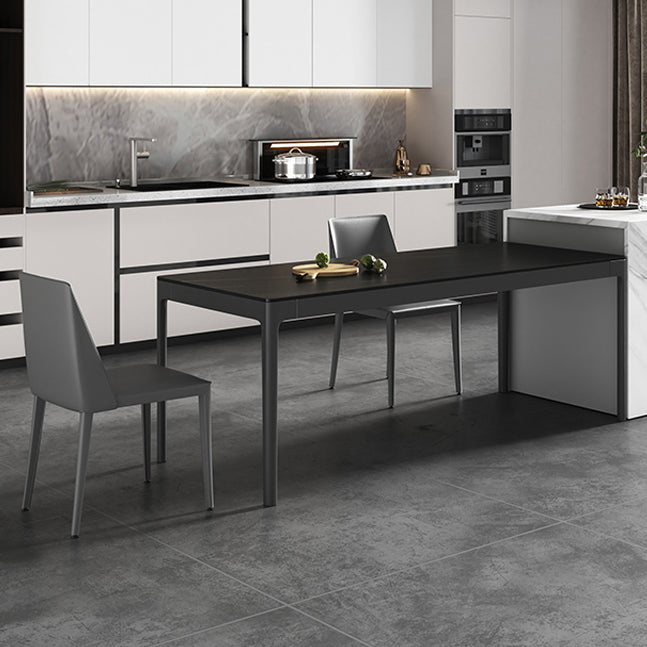 Modern Black Dining Table Rectangle Sintered Stone Table with 4 Legs for Kitchen Clearhalo ' dining_table' 'Dining Tables & Seating' 'Dining Tables' 'Furniture' 'furniture_dining_table' 'Kitchen & Dining Furniture' 'kitchen&dining_furn' 'kitchen' 'kitchen_dining_table' 4197208