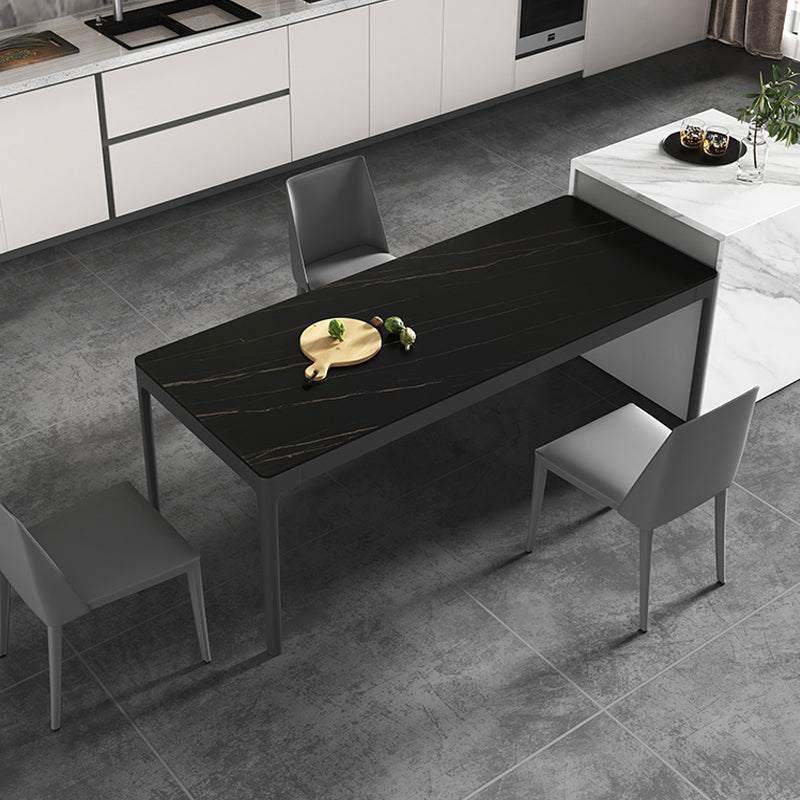 Modern Black Dining Table Rectangle Sintered Stone Table with 4 Legs for Kitchen Clearhalo ' dining_table' 'Dining Tables & Seating' 'Dining Tables' 'Furniture' 'furniture_dining_table' 'Kitchen & Dining Furniture' 'kitchen&dining_furn' 'kitchen' 'kitchen_dining_table' 4197210