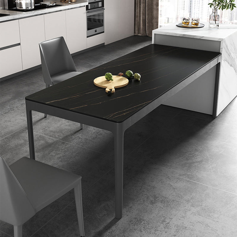Modern Black Dining Table Rectangle Sintered Stone Table with 4 Legs for Kitchen Clearhalo ' dining_table' 'Dining Tables & Seating' 'Dining Tables' 'Furniture' 'furniture_dining_table' 'Kitchen & Dining Furniture' 'kitchen&dining_furn' 'kitchen' 'kitchen_dining_table' 4197211